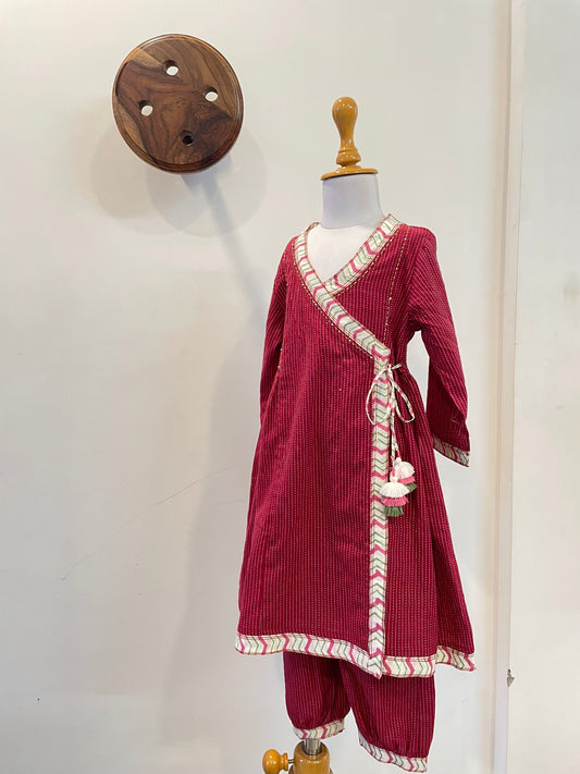 Ruby Angrakha Kurta Set
