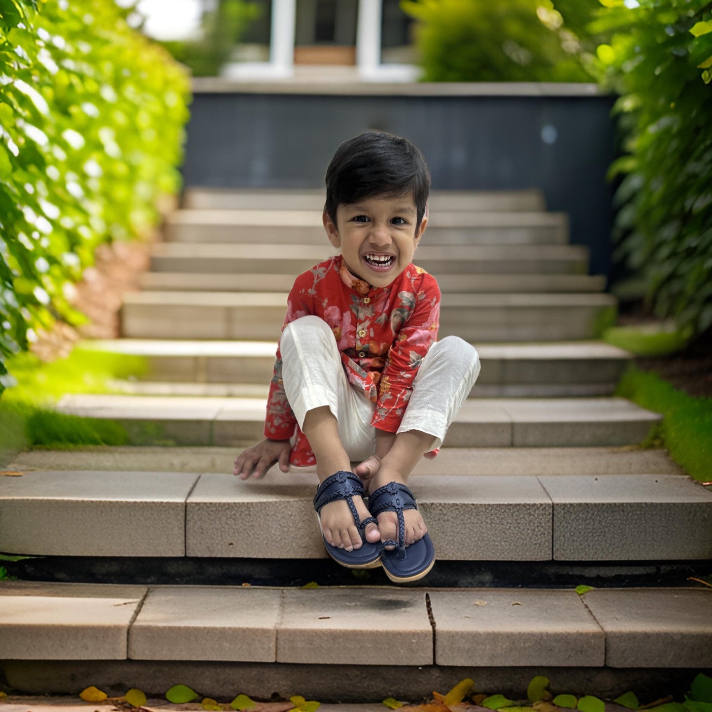 Mini Navy Blue Kolhapuri - Boys