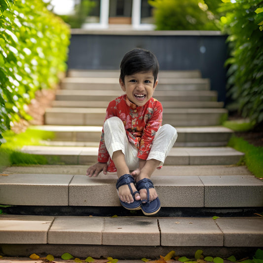 Mini Navy Blue Kolhapuri - Boys