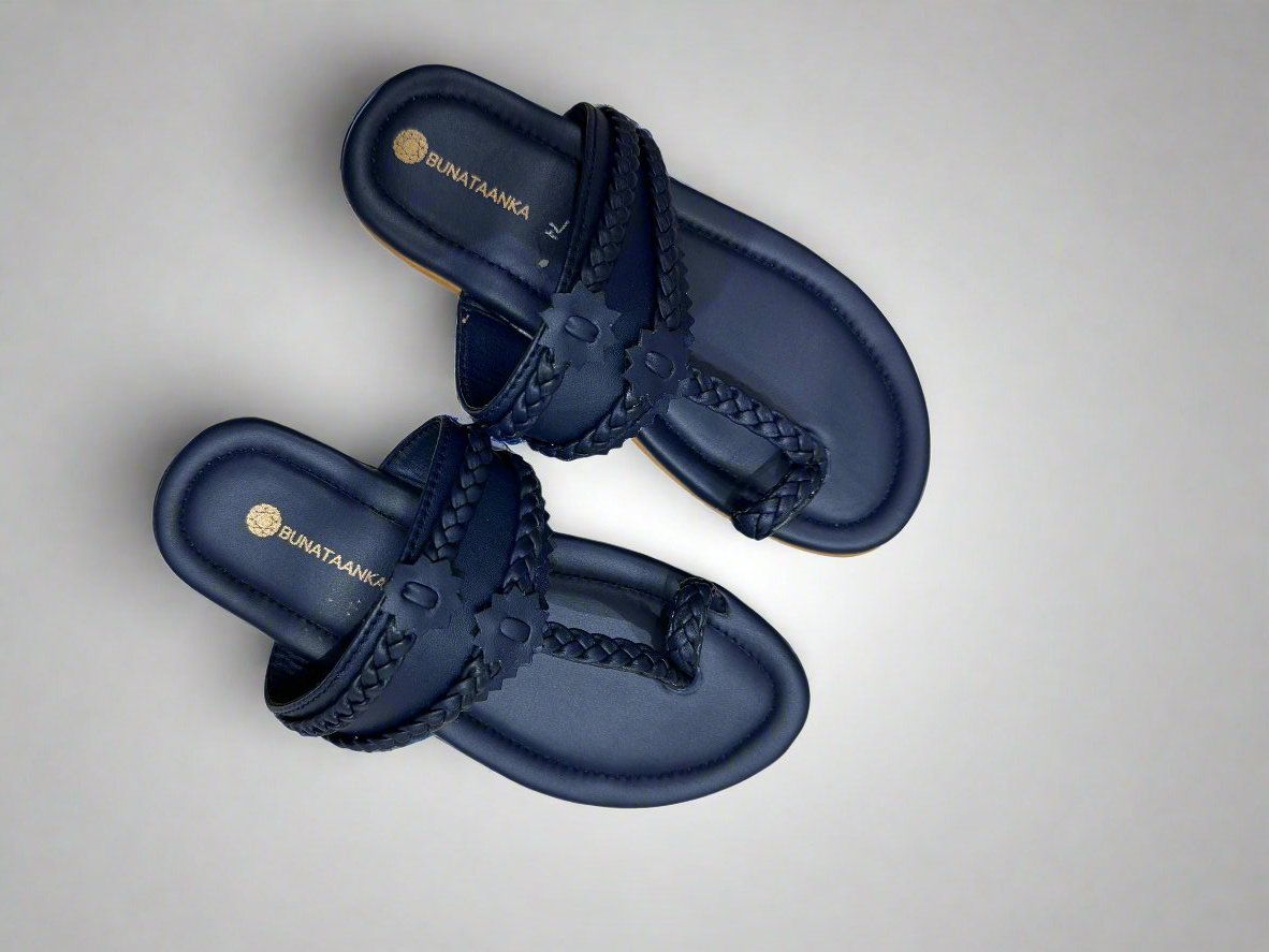 Mini Navy Blue Kolhapuri - Boys