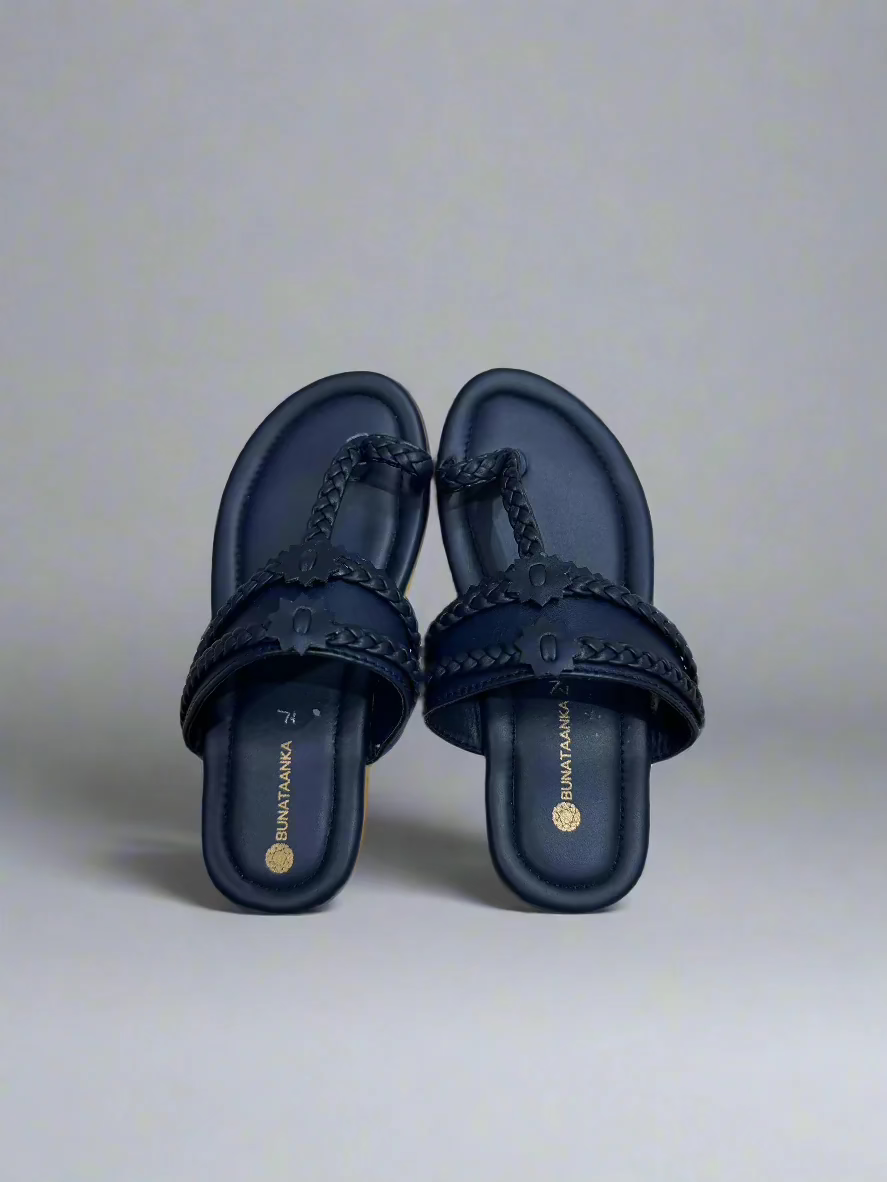 Mini Navy Blue Kolhapuri - Boys