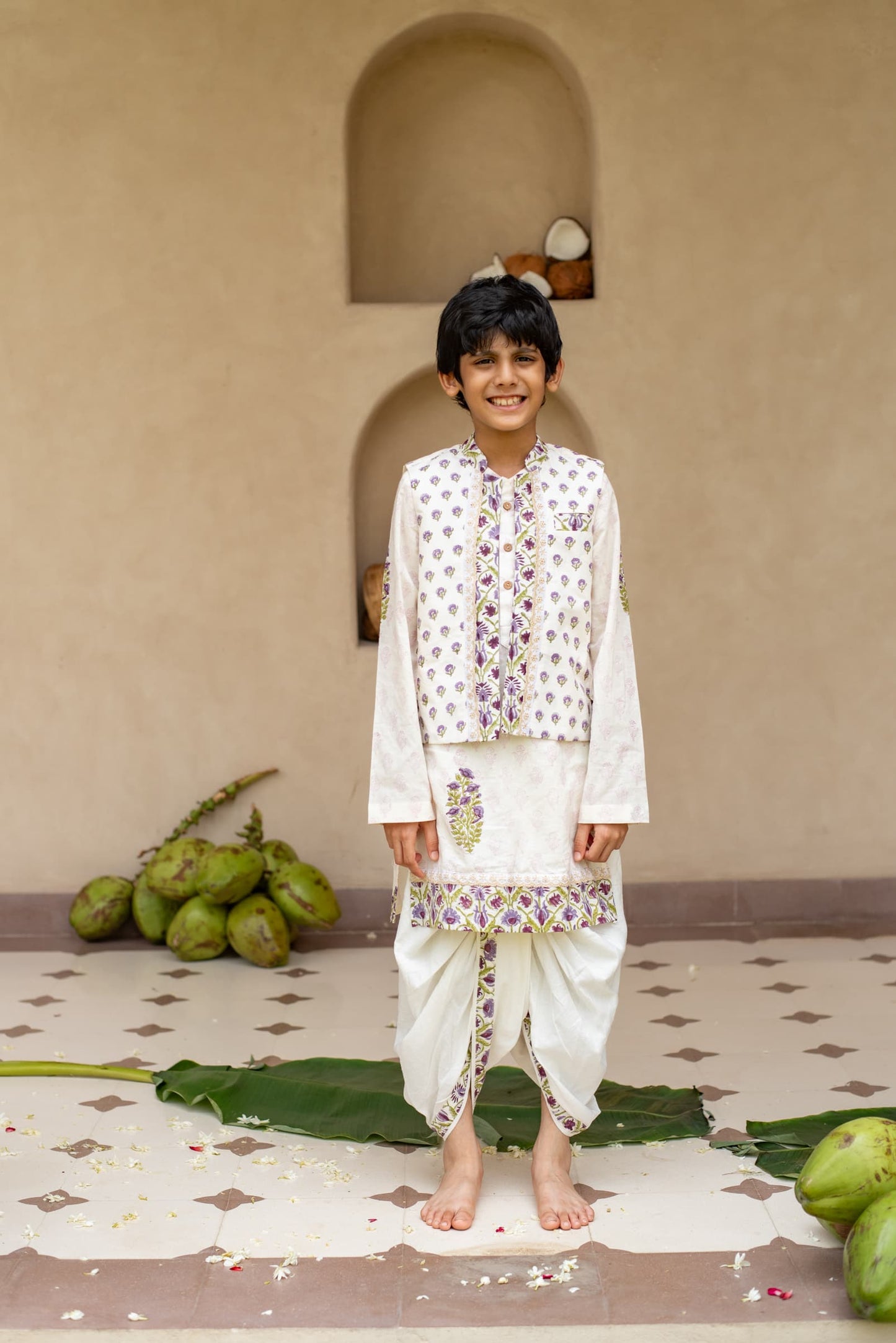 Boys festive bandi set Jamuni colour