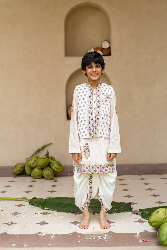 Boys festive bandi set Jamuni colour