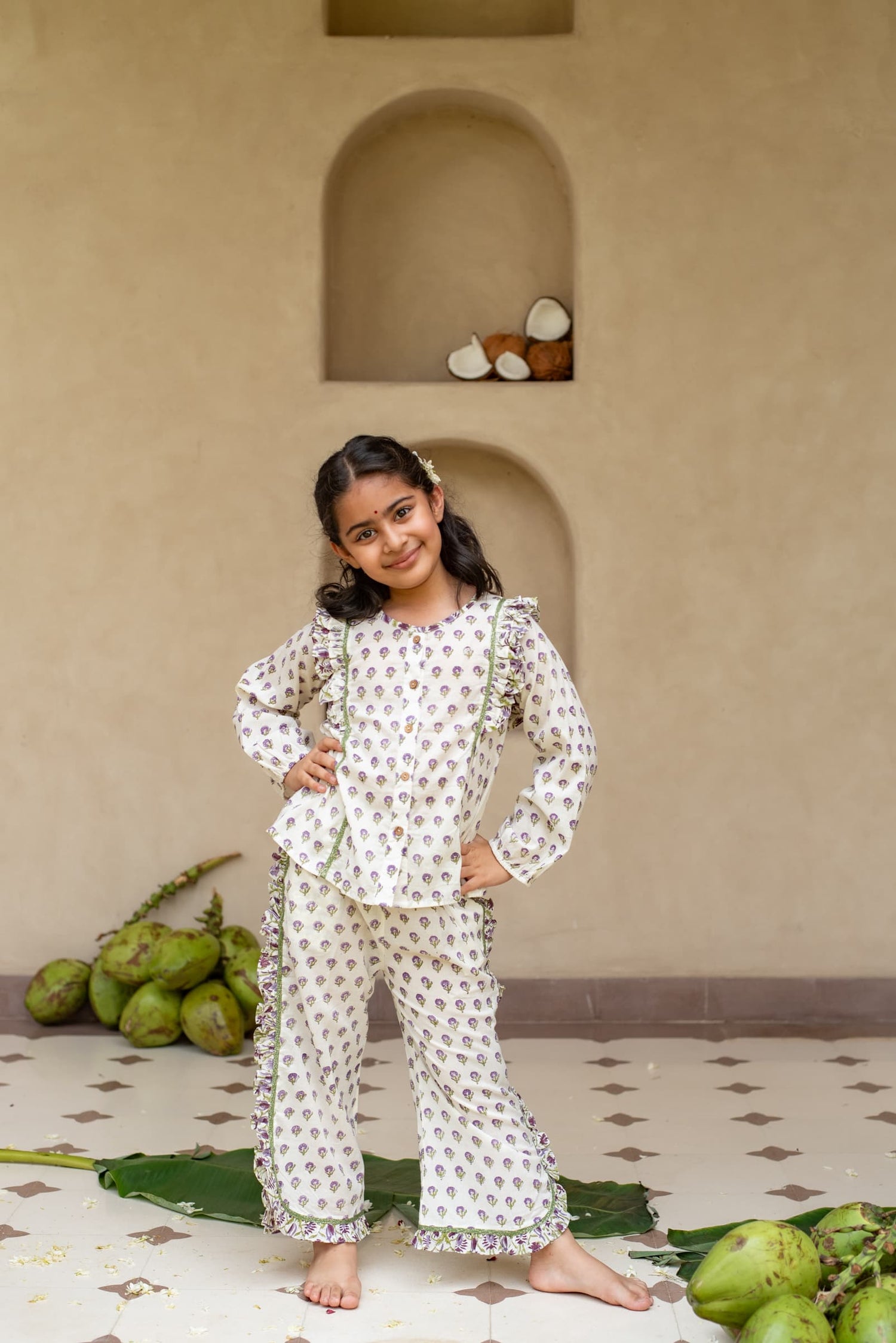Girls festive ethnic co-ord set PlumCheeks
