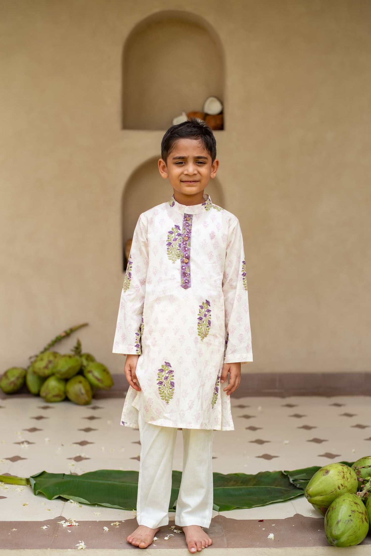 Boys festive ethnic kurta set Jamuni