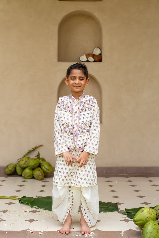 Boys festive patchwork bandi jacket set