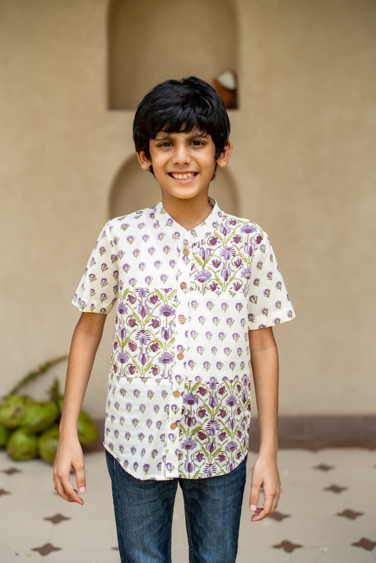 Kids ethnic shirt Jamuni colour