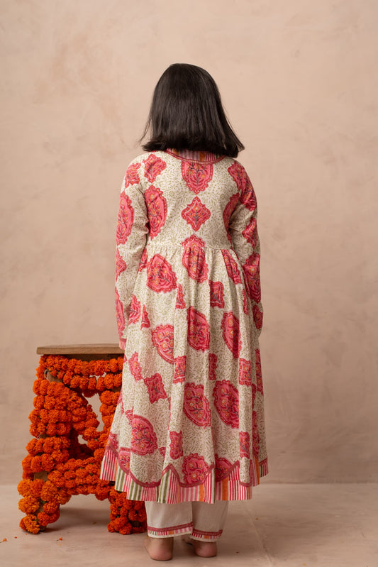 Kids traditional anarkali angrakha dress
