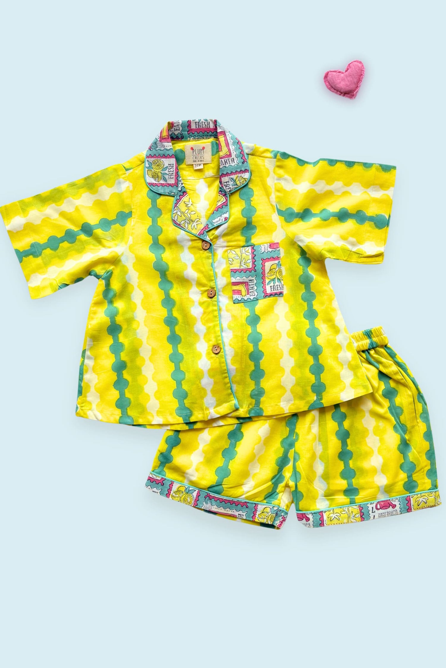 Lemon Shorts Set kids front view