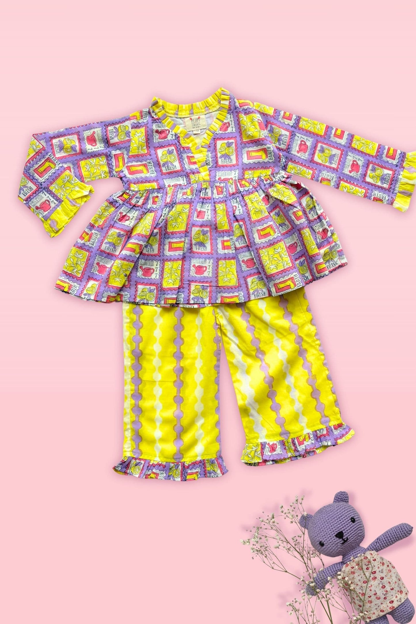 kids lilac co-ord set cotton breathable fabric – Plumcheeks