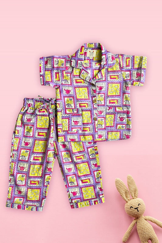 Lemon Night Suit kids set front view