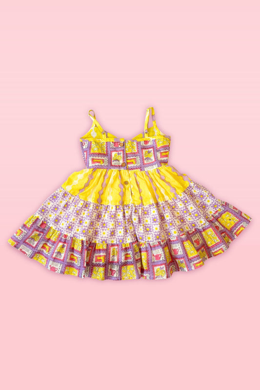 soft cotton lilac tier dress for kids