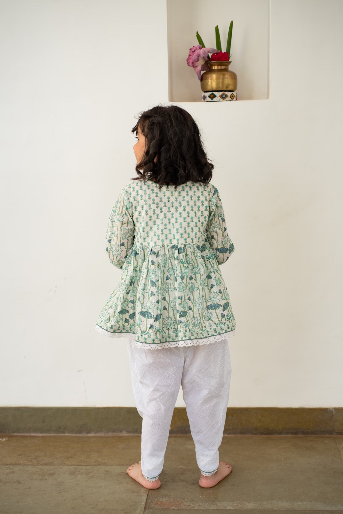 kids festive ethnic wear lotus bloom dhoti set fabric detail