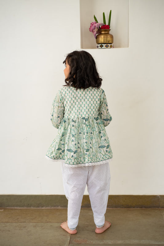 kids festive ethnic wear lotus bloom dhoti set fabric detail