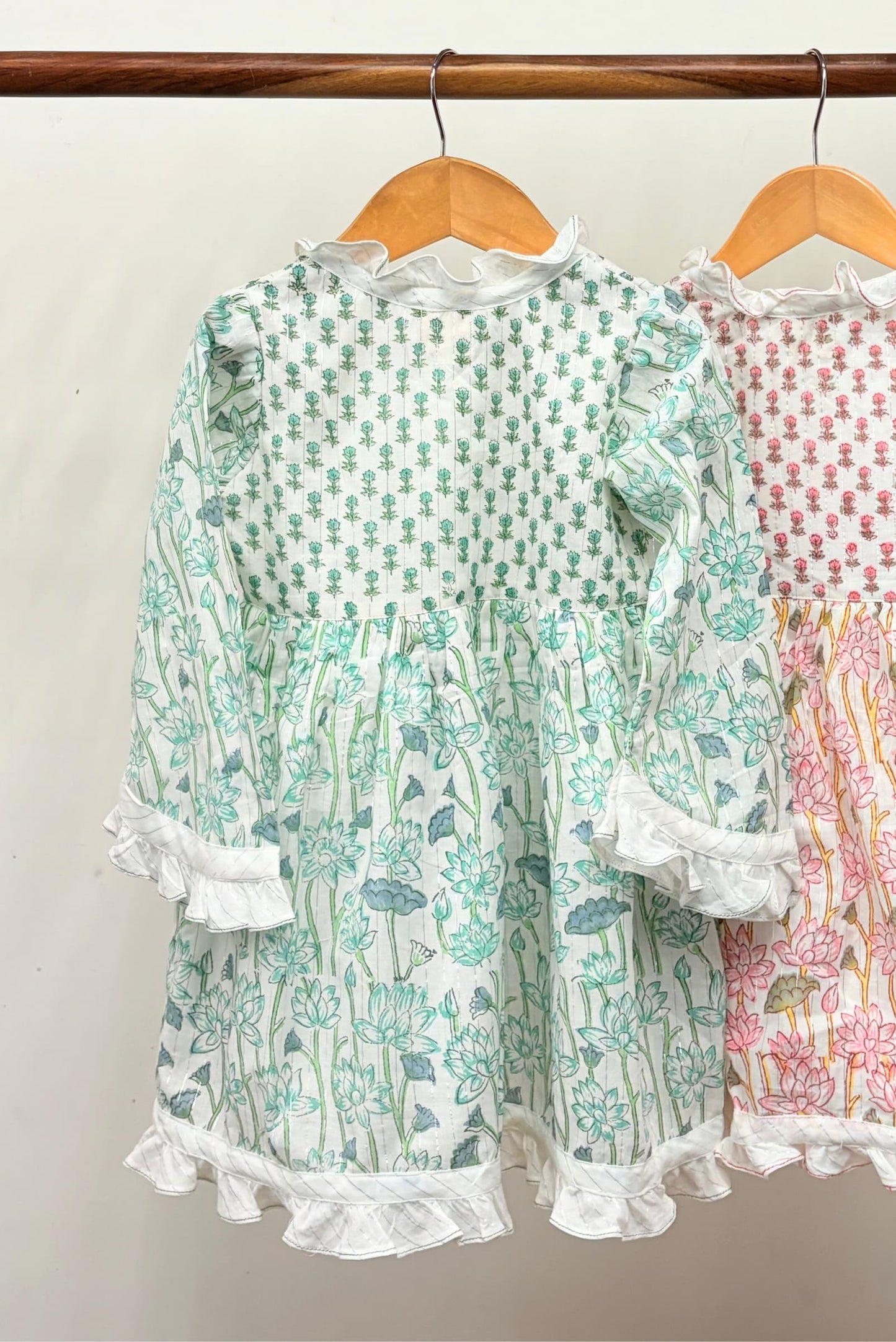 festive kids ethnic wear lotus print close-up