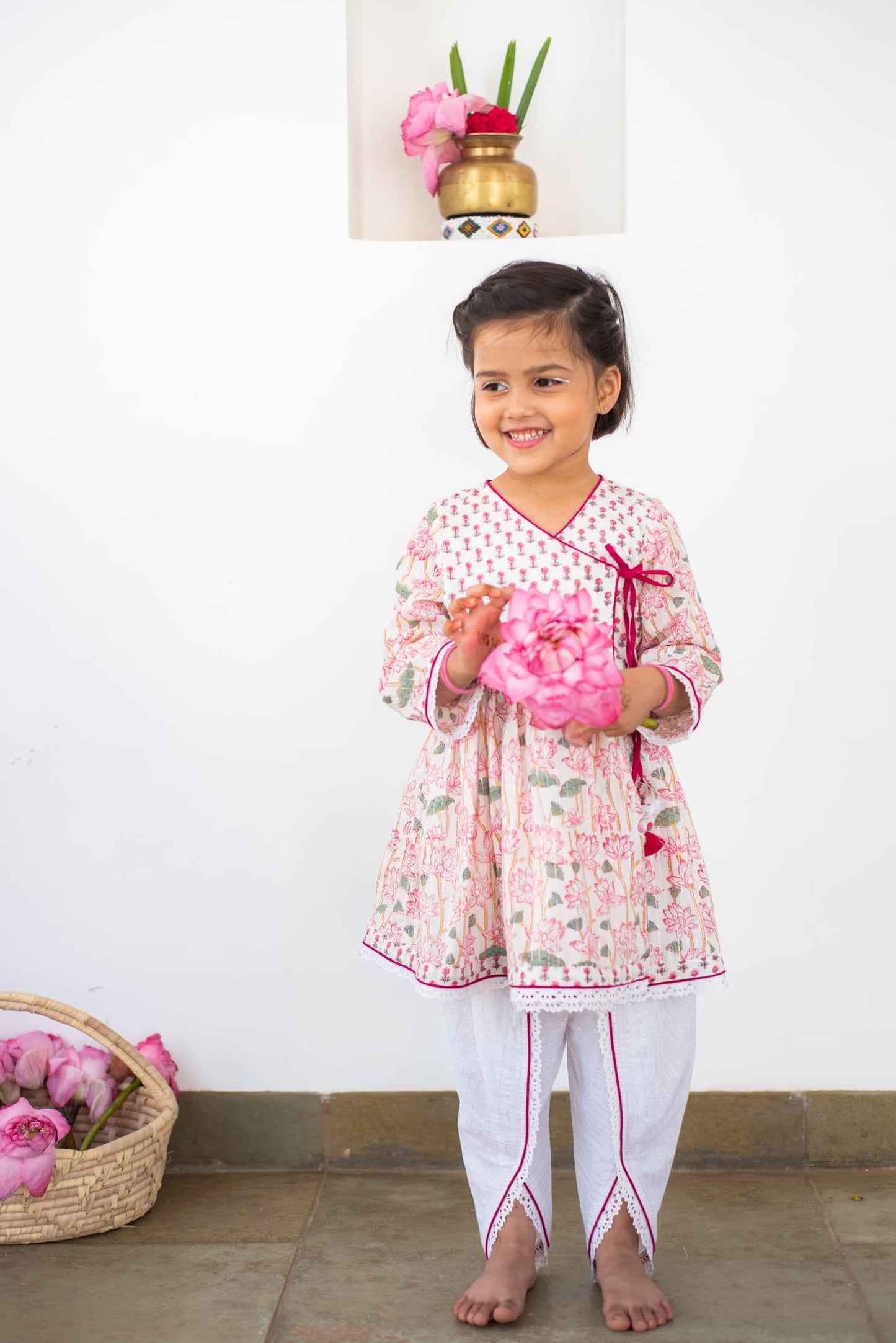 kids lotus print angarakha dhoti set – Plumcheeks