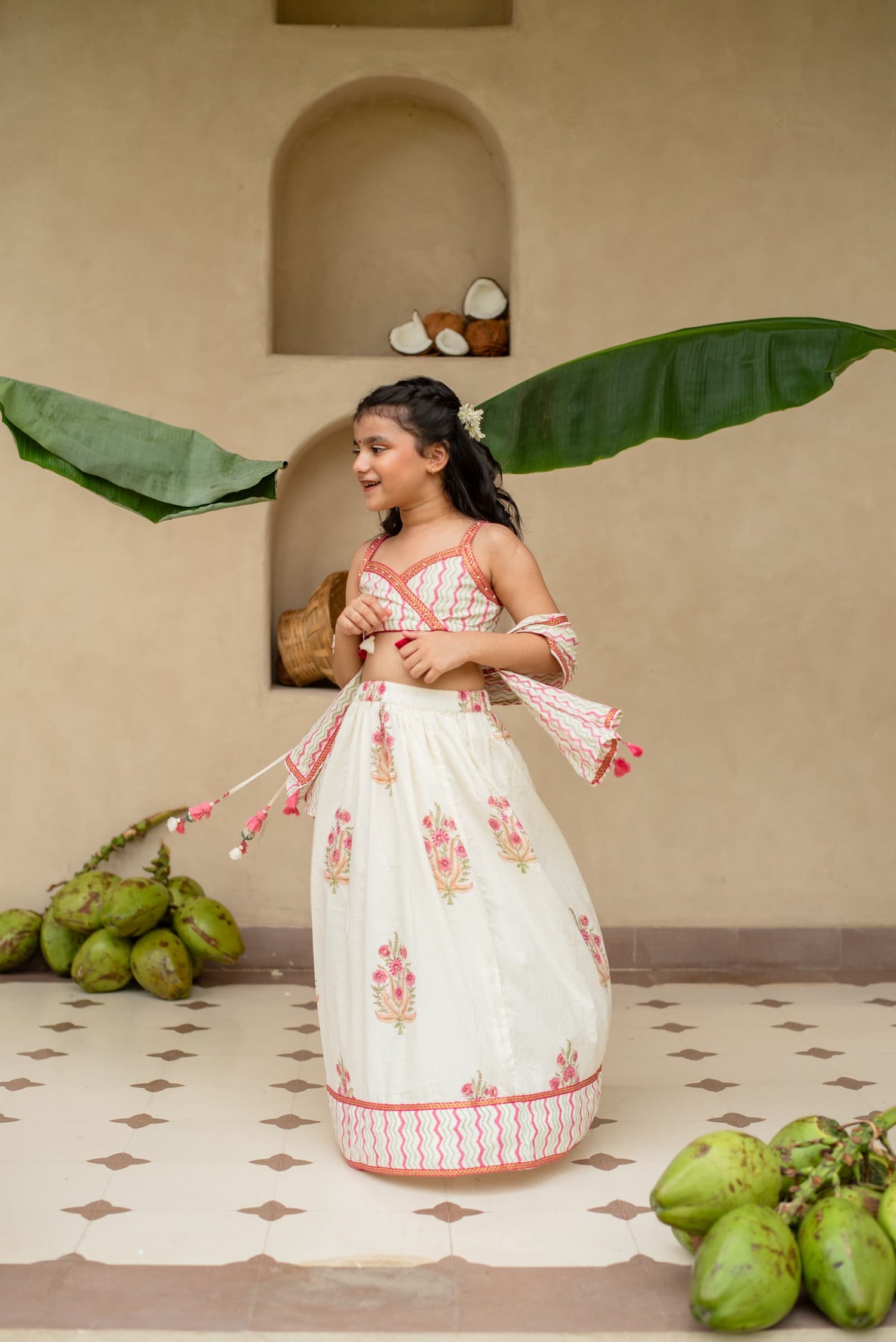 Manika Buta Lehenga Set kids buta print front view