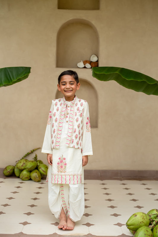 Boys festive buti print kurta set