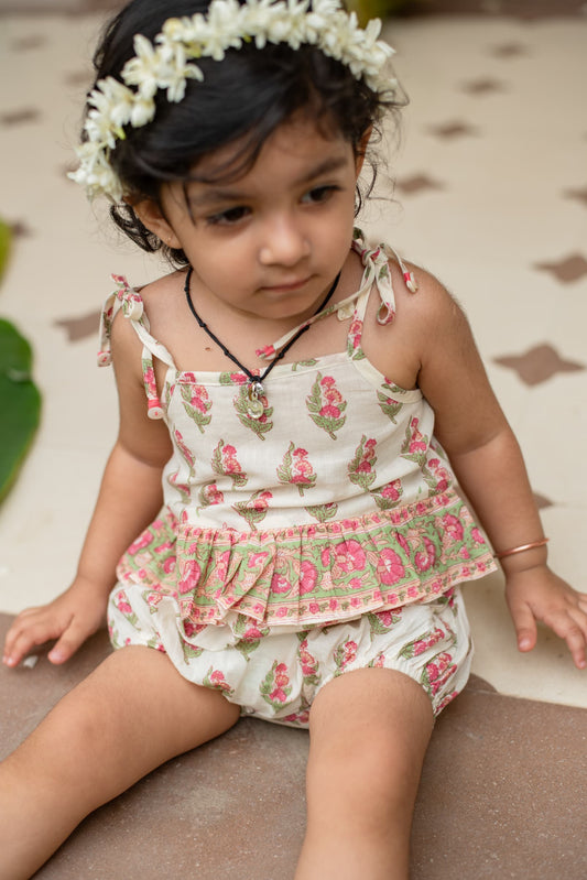 Manika Onesie girls flutter sleeve front view