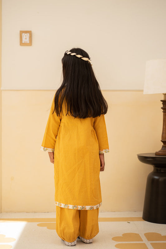 kids mustard angarakha kurta set – Plumcheeks