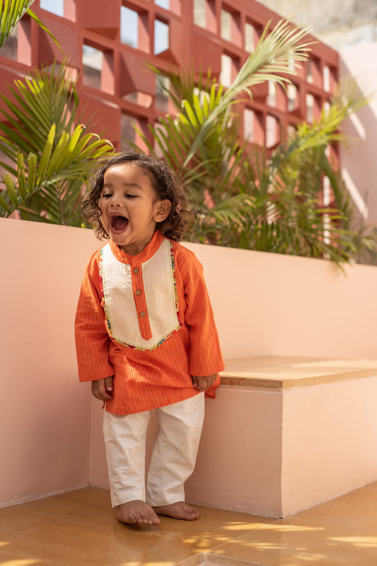 Narangi Kurta Set kids ethnic outfit front view