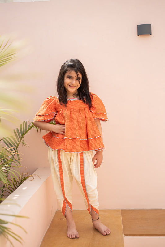 kids narangi peplum top set – Plumcheeks