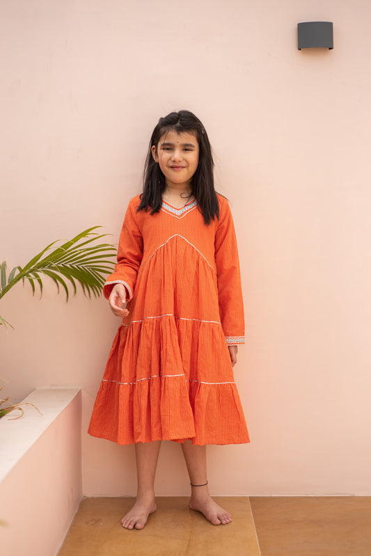 Narangi Tier Dress kids outfit front view