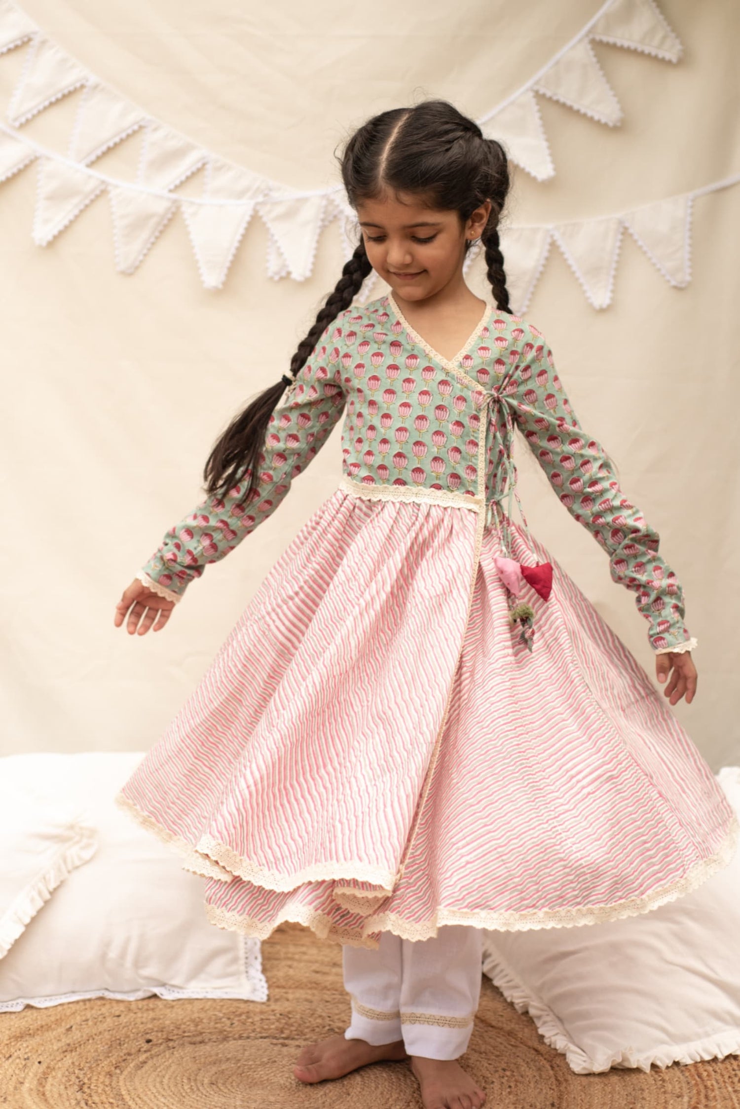 Padmajaa Angrakha Kurta Set kids ethnic outfit front view