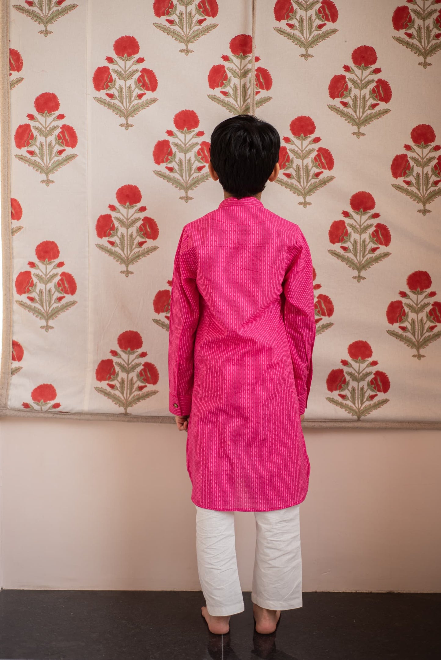 kids pink kurta set cotton – Plumcheeks