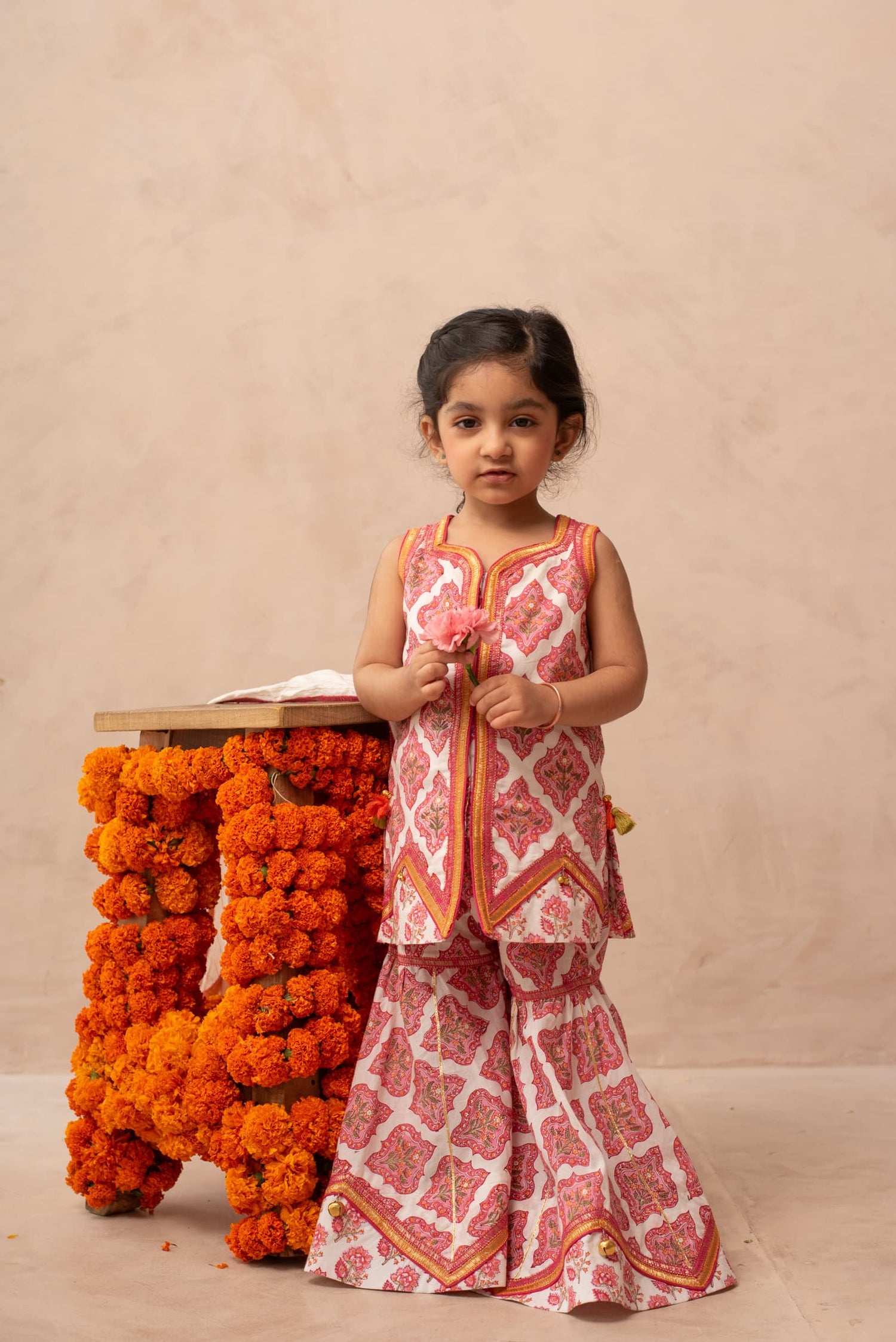 Kids traditional sharara set close-up