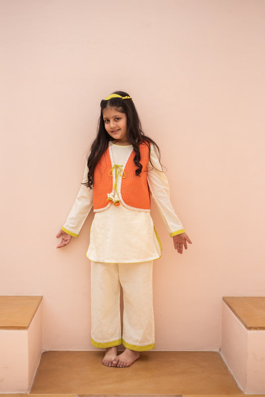 Reversible Jacket Kurta Set kids ethnic outfit front view