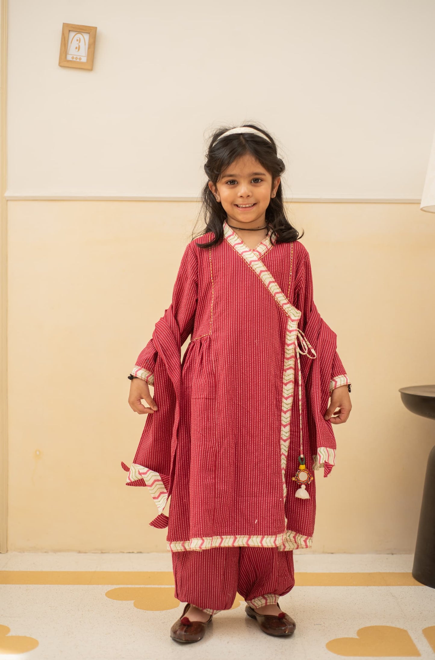 Mustard Angrakha Kurta Set kids ethnic outfit front view