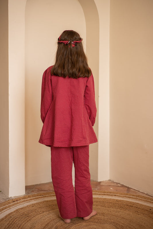 kids maroon scalloped co-ord set – Plumcheeks