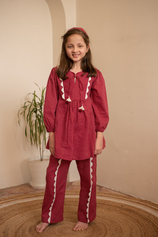 Ruby Scalloped Co-ord Set kids outfit front view