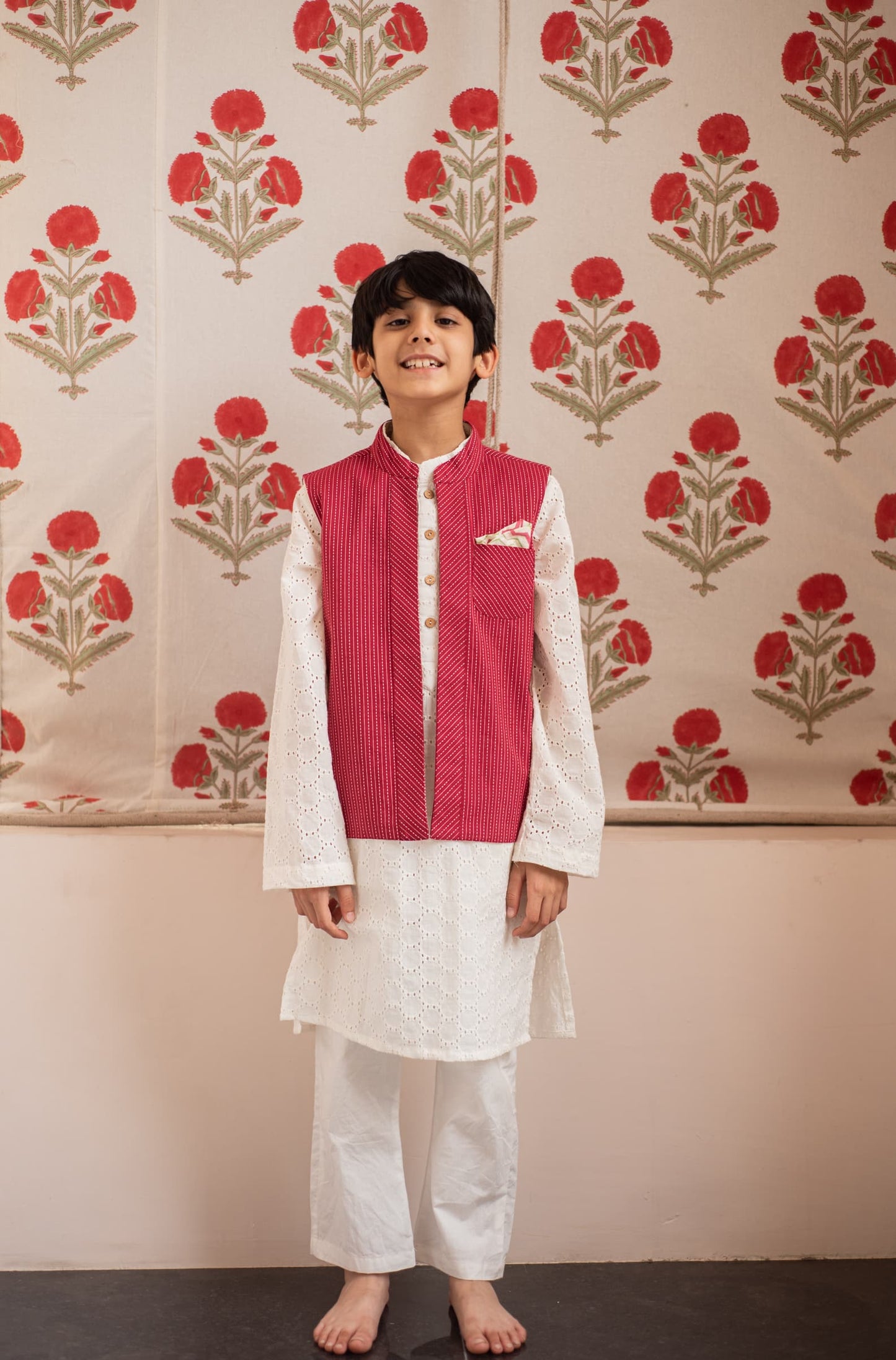 kids Schiffli embroidery kurta and Kantha jacket – Plumcheeks