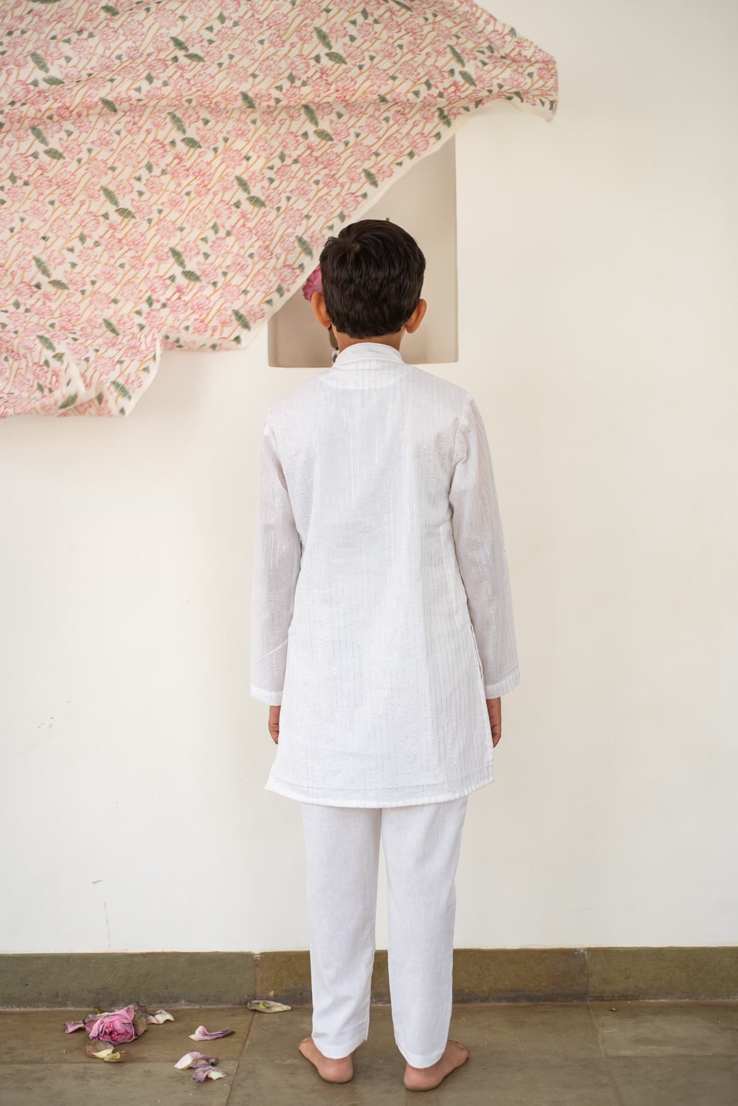 kids white kurta set cotton blend – Plumcheeks