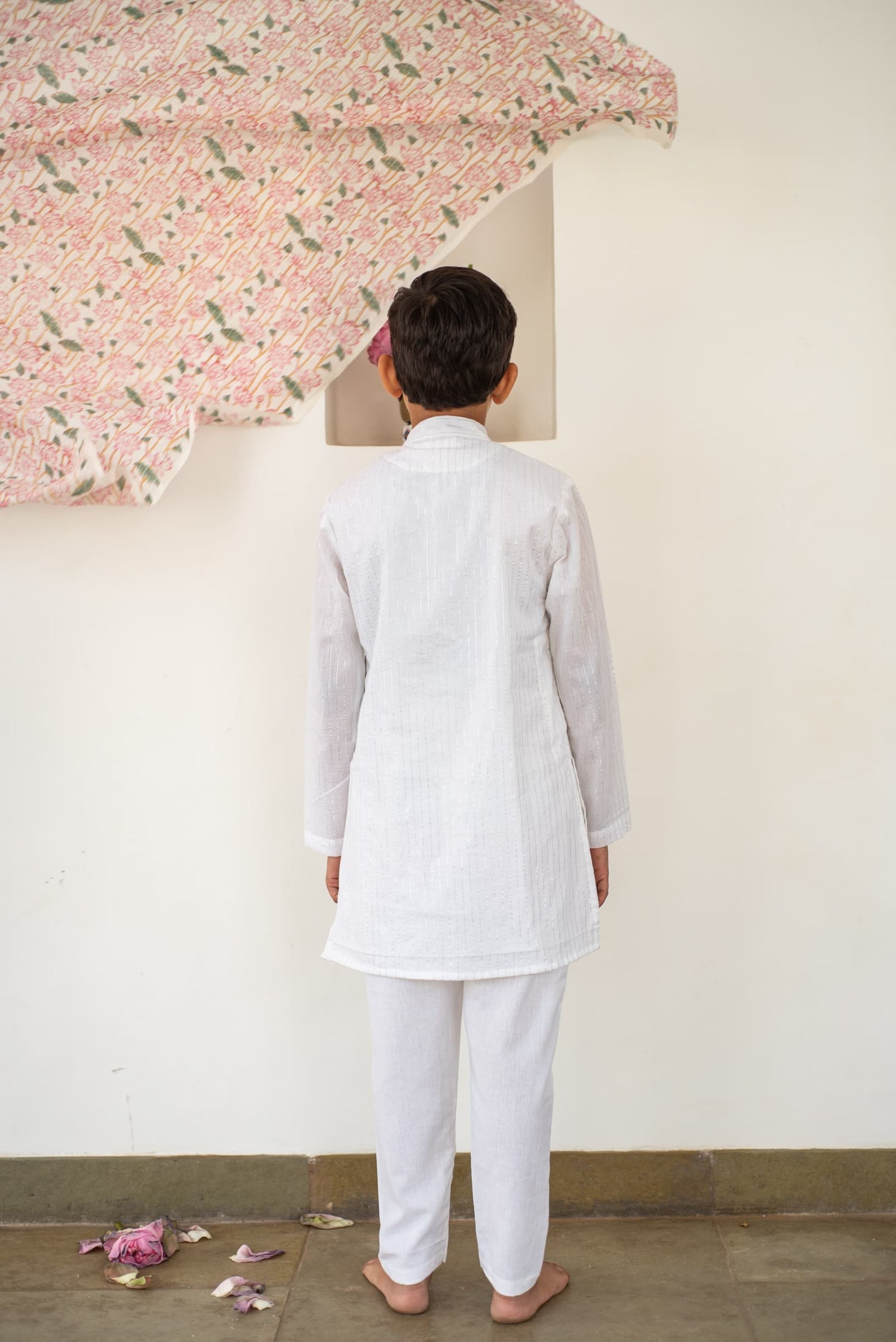 kids white kurta set cotton blend – Plumcheeks