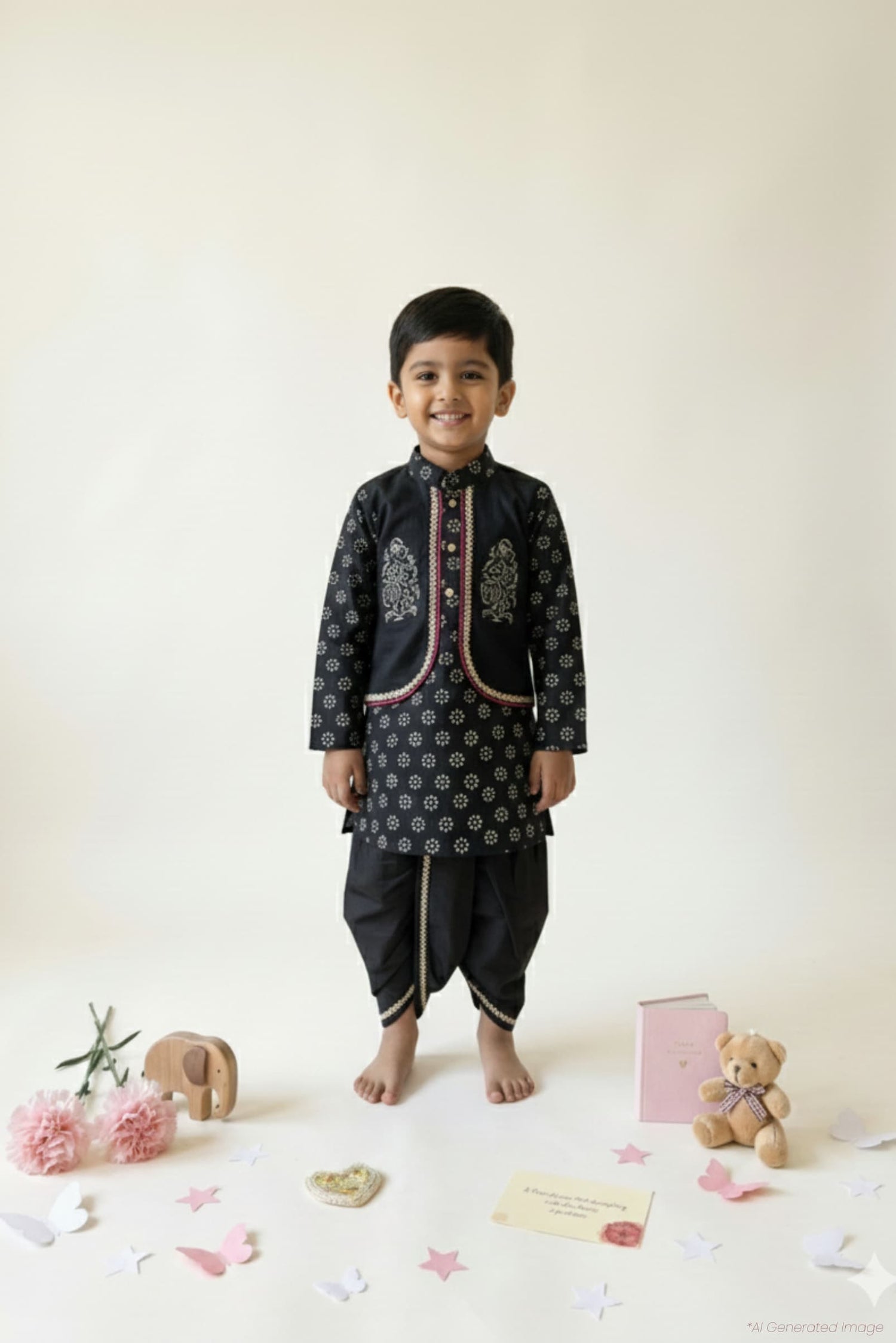 Syahi Bloom Lehenga Set kids festive outfit front view