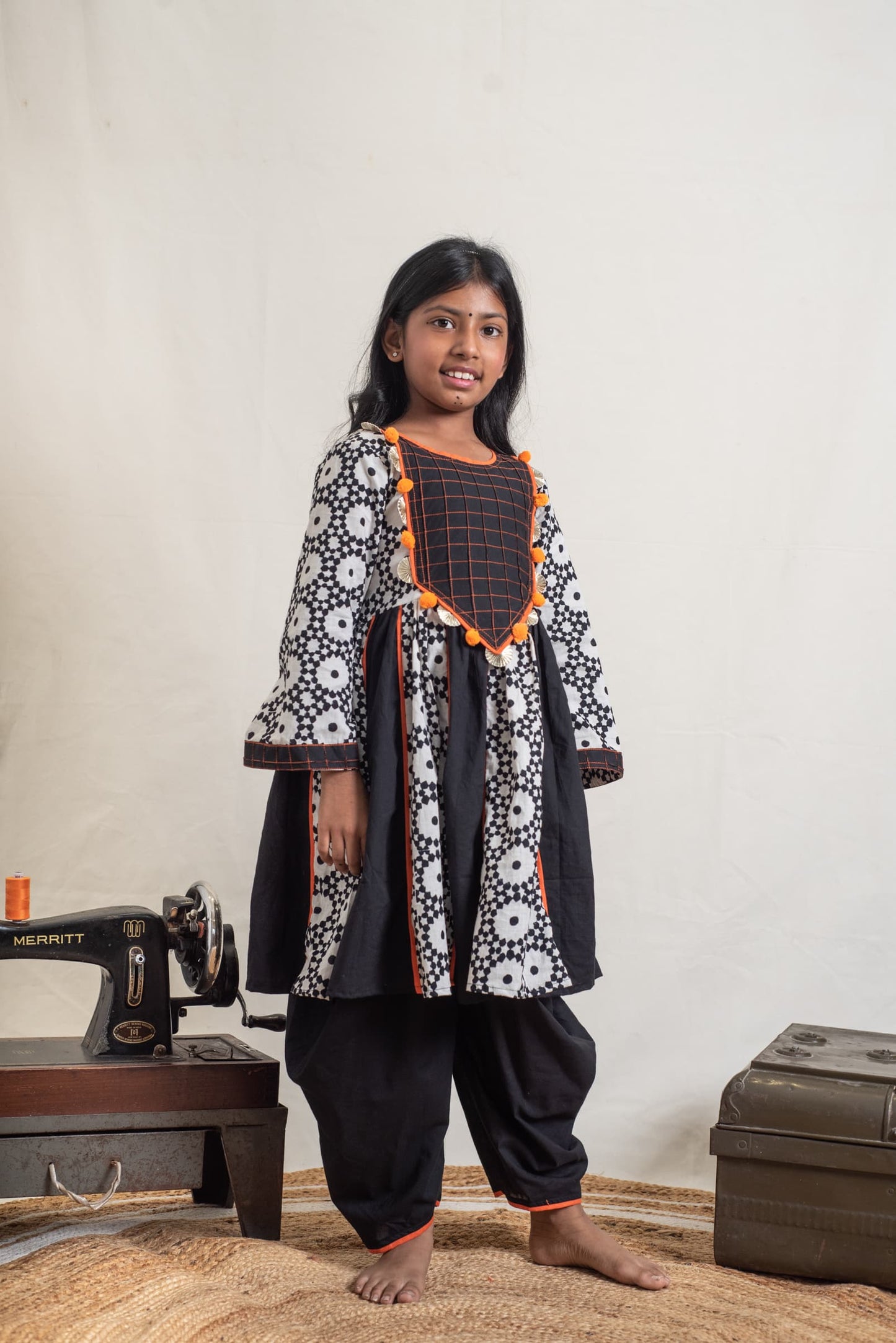 Syahi Kalidar Kurta Dhoti Set kids ethnic outfit front view