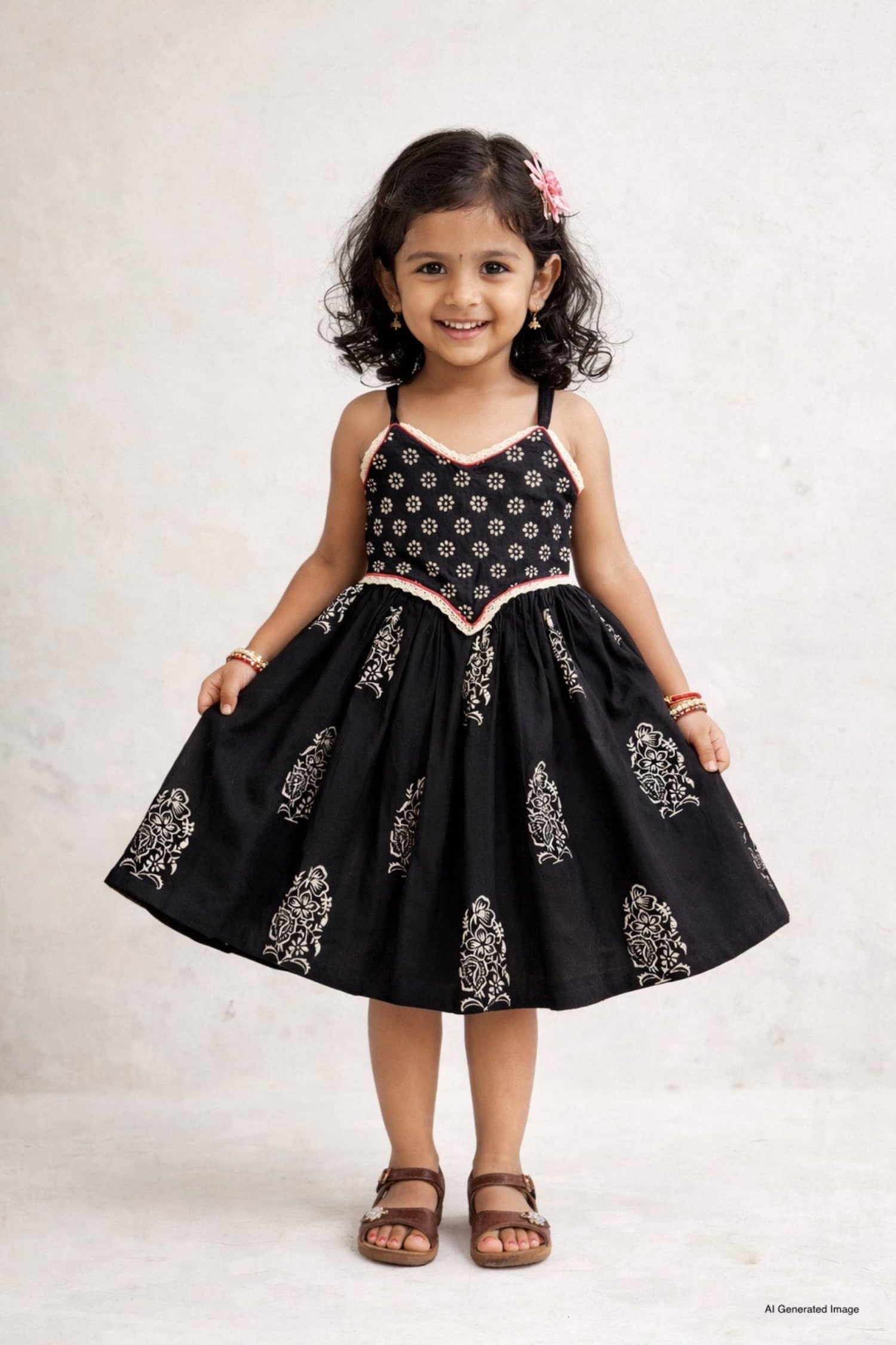 Syahi Twirl Dress kids Eid dress front view