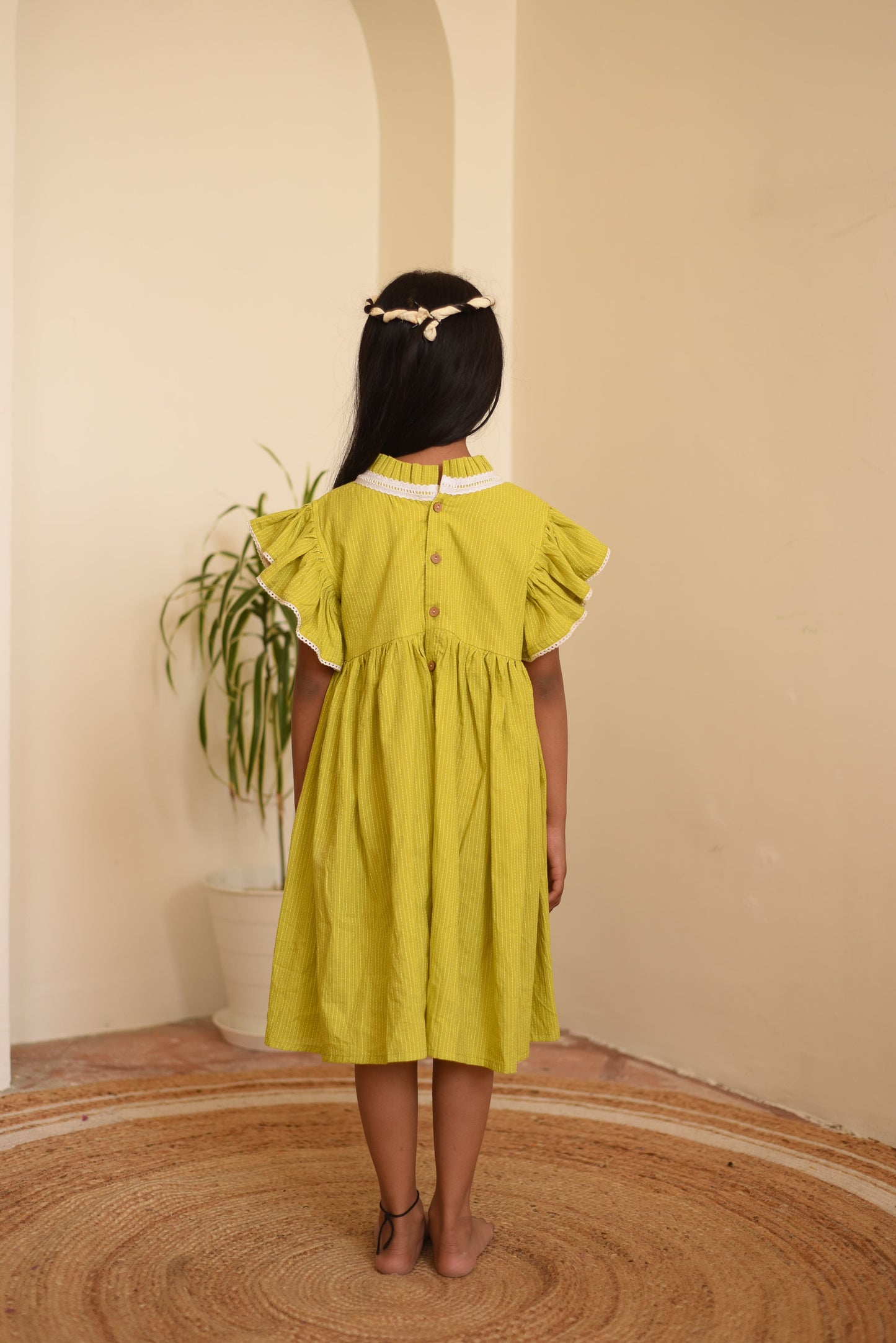 kids vivid green dress – Plumcheeks