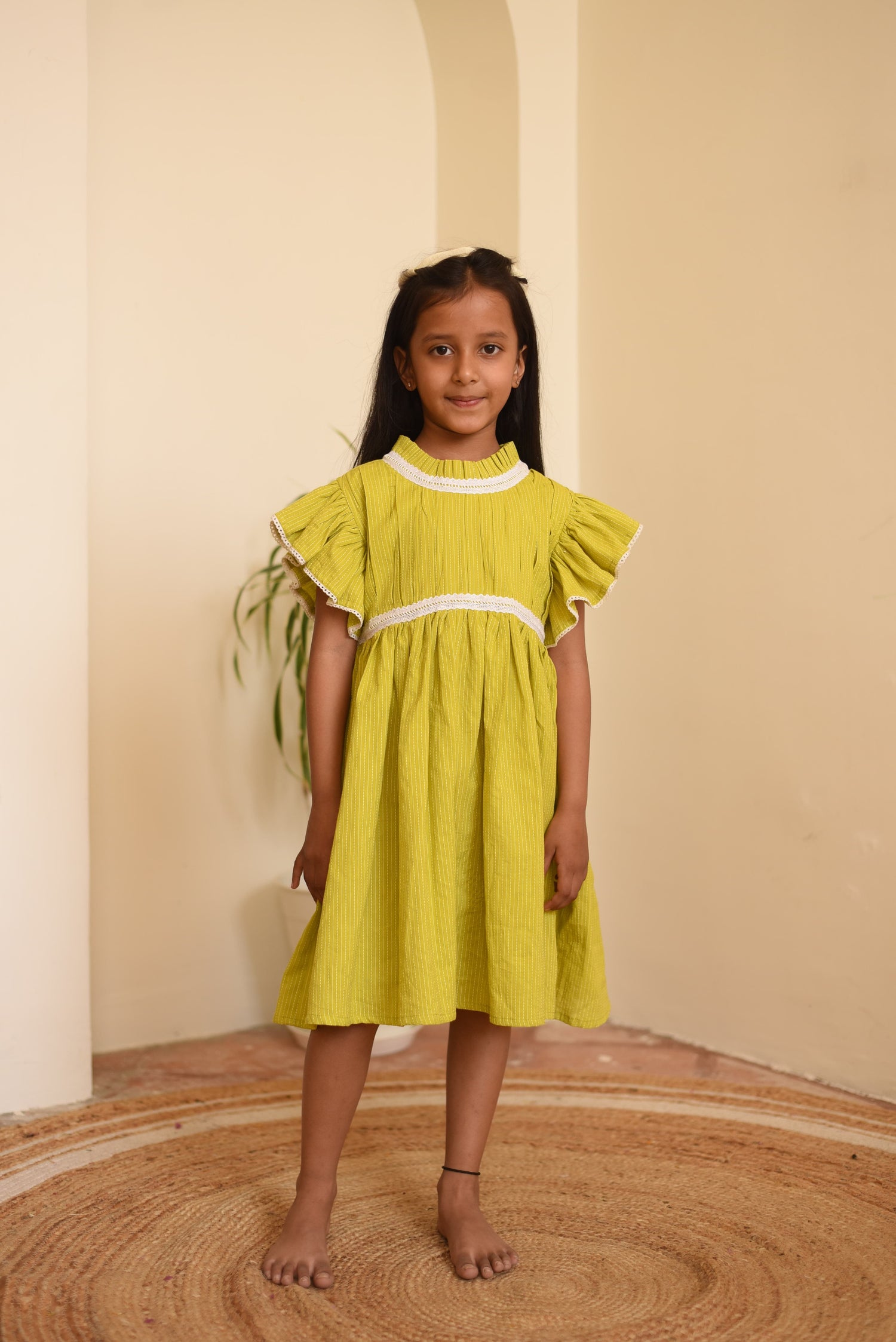 Vivid Green Dress kids outfit frontal view