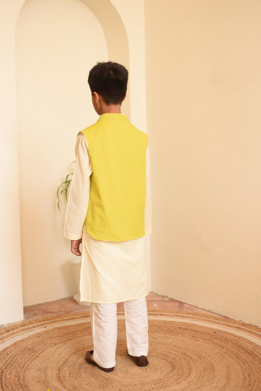 Vivid Green Jacket Set kids outfit front view