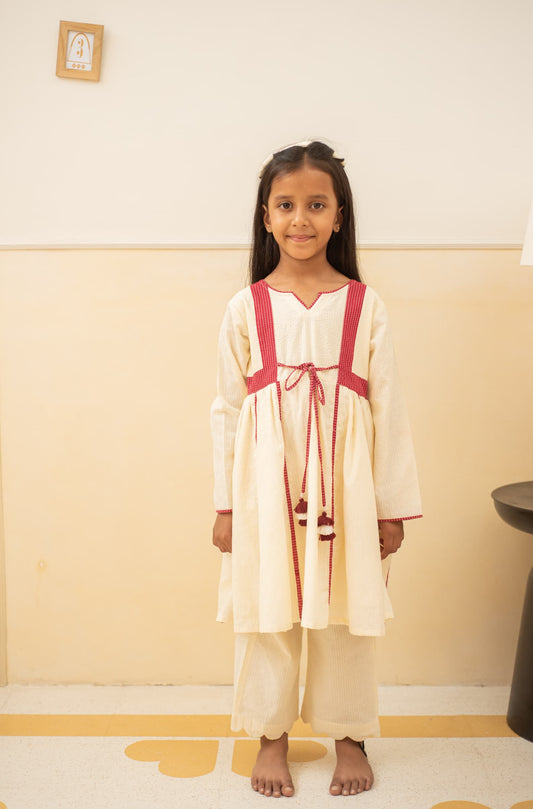 Wine Whimsy Kurta Set kids ethnic outfit front view