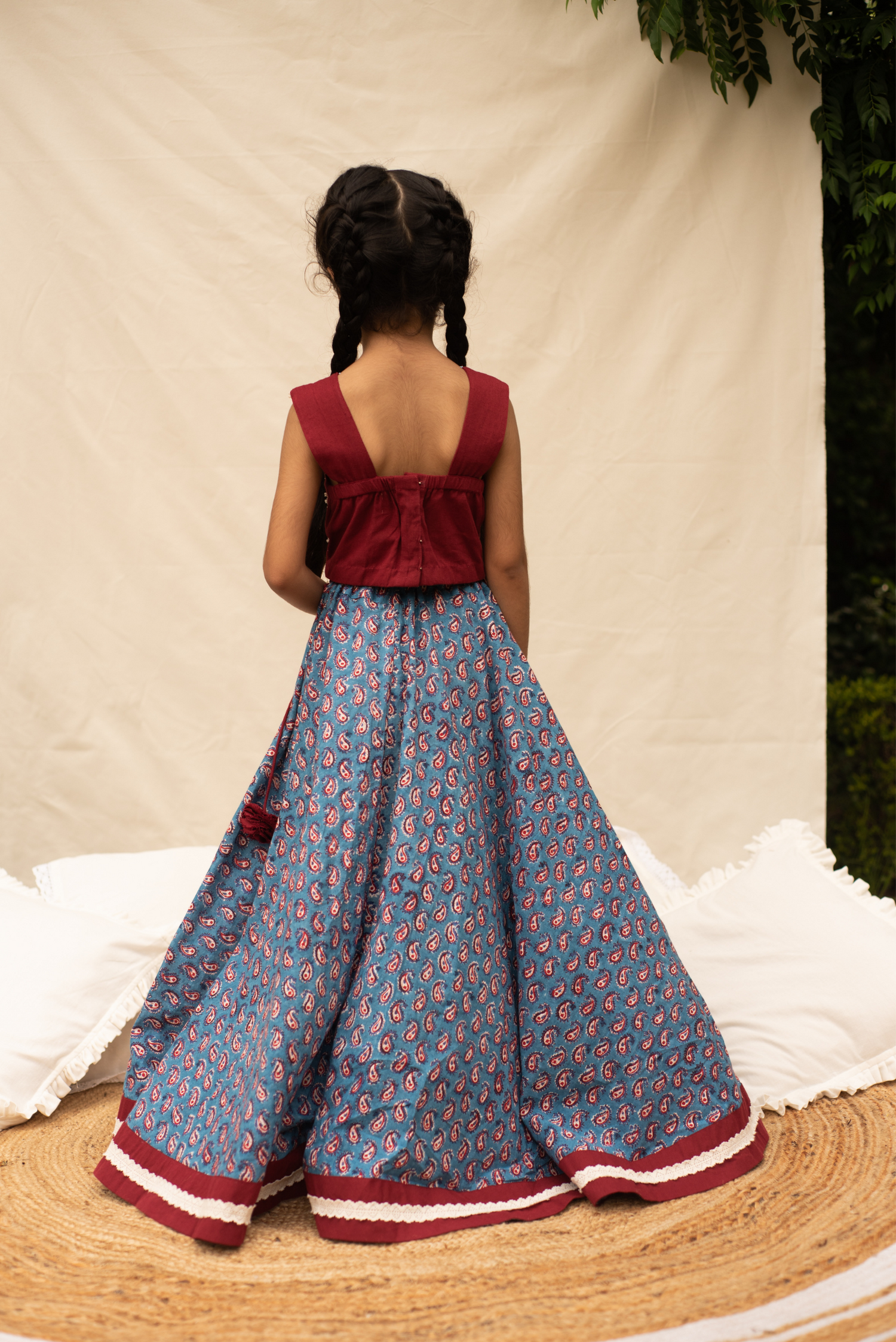 Taffeta Silk Readymade Lehenga Choli for Girl's (Blue_8-14 Years) |  eBay