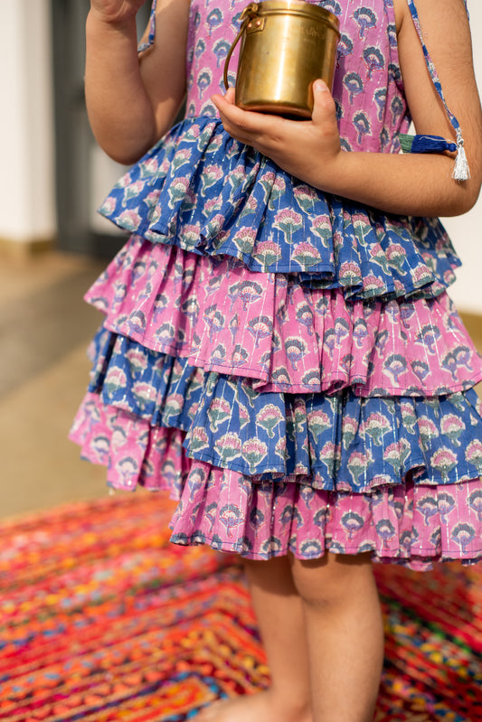 Joyful Frills Tie-Up Dress