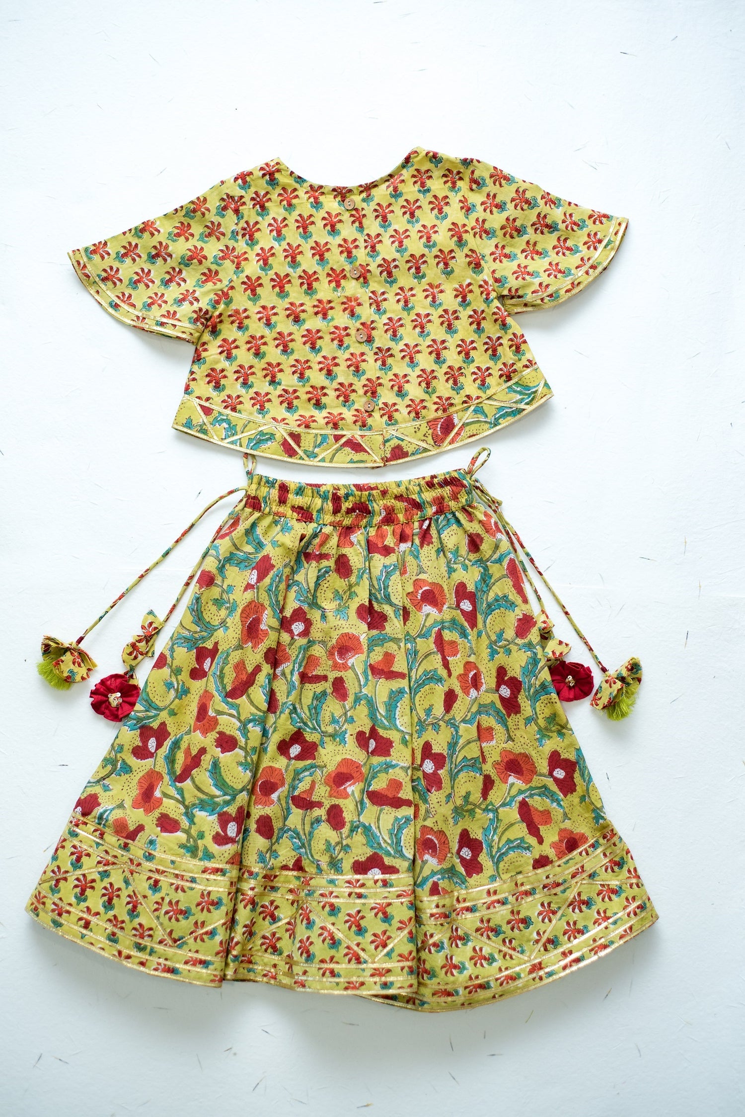 Traditional Girl's Cotton Readymade Radha Dress Lehenga Choli Set - 12 - 18  Months Pink